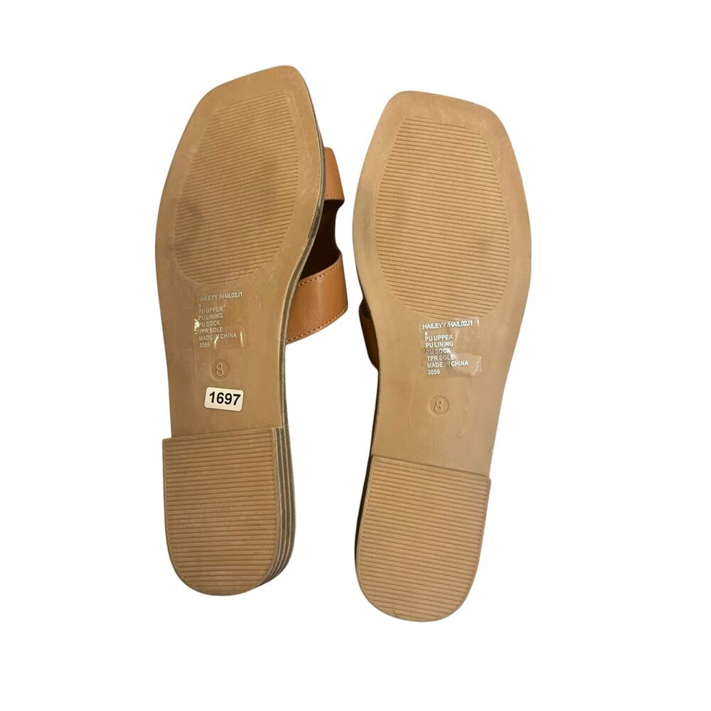 NWOT Madden Girl Women's 8 Hailey Cognac Classic Flat Slides Sandals - Picture 6 of 6